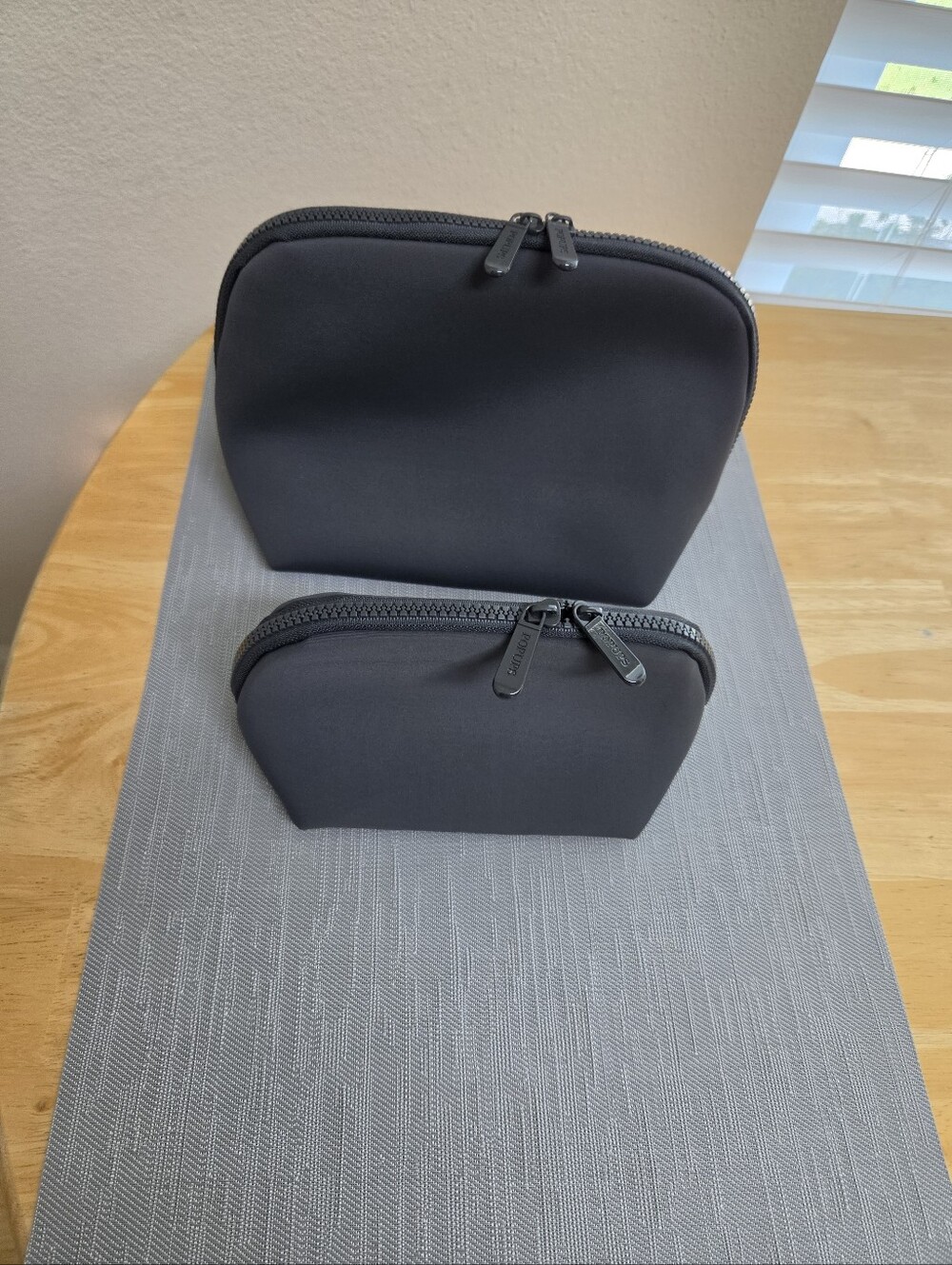 Brand New Gray Neoprene Travel Pouch Duo - By Popups